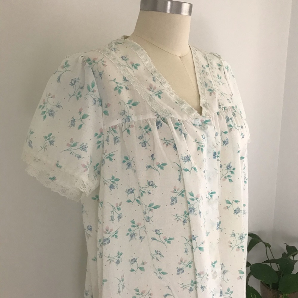 Vintage Robe Floral Summer Button Down Loungewear